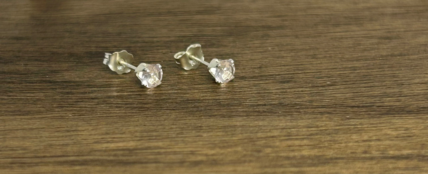 Rose Quartz 4mm Stud Earrings