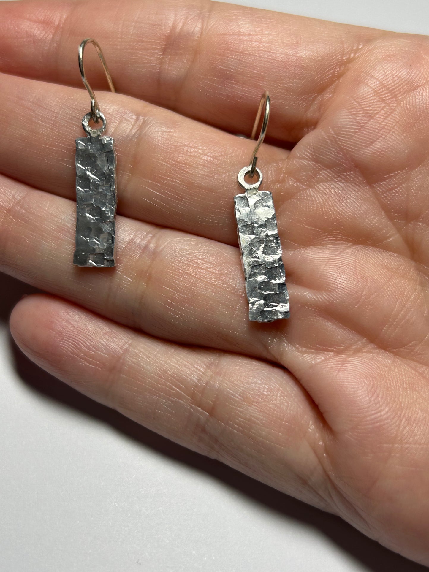 Handcrafted Hammered Silver Aluminum Earrings with Sterling Silver Earwires