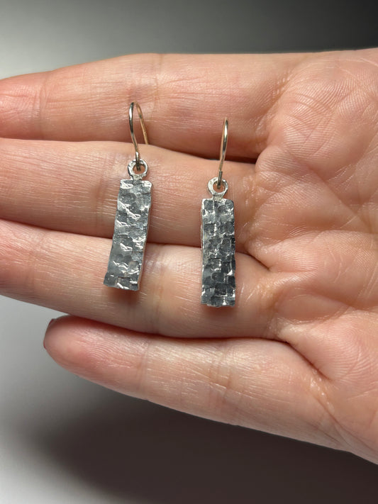 Handcrafted Hammered Silver Aluminum Earrings with Sterling Silver Earwires