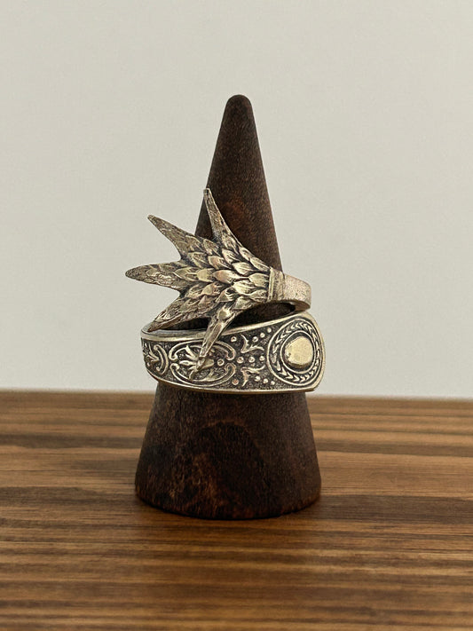 Handcrafted Sugar Tong Ring – Feather Design