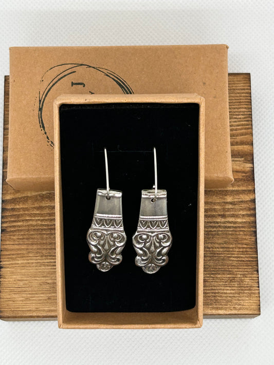 Vintage Elizabethan Pattern Dessert Fork Earrings