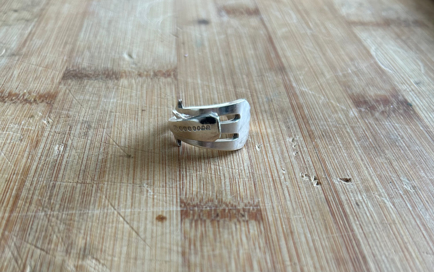 Pickle fork silver plated ring