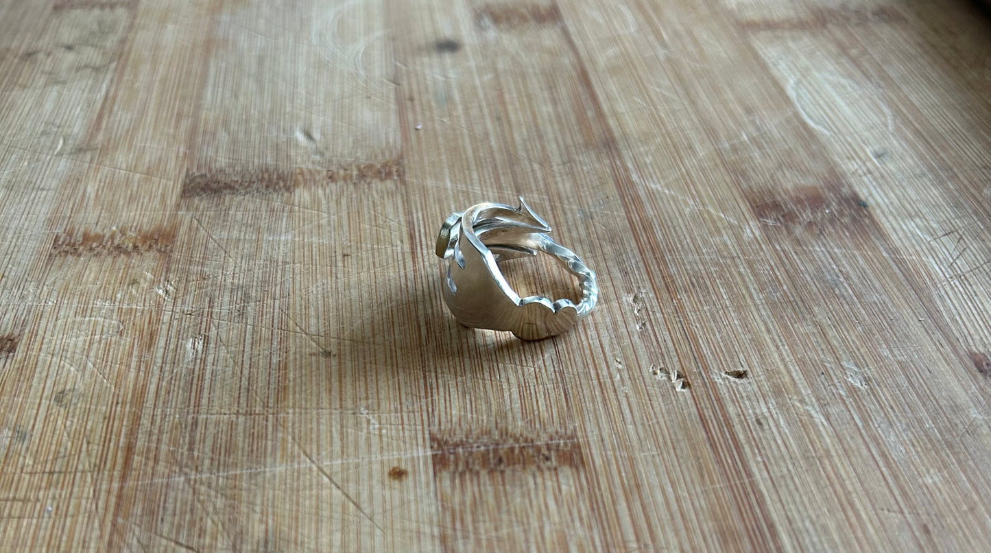 Pickle fork silver plated ring