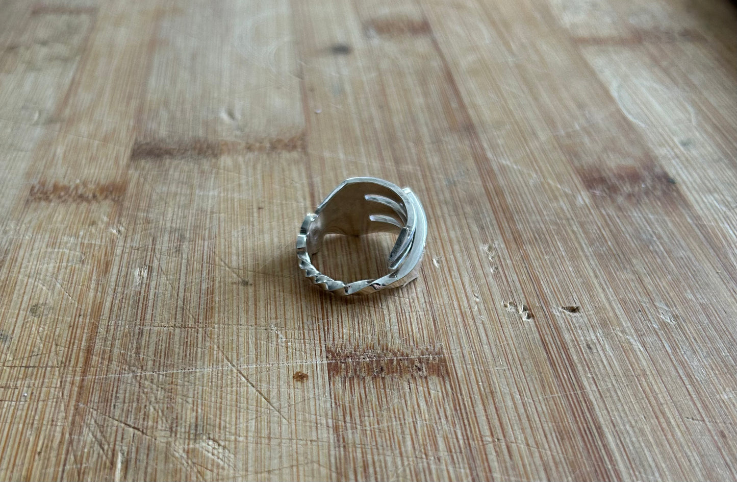 Pickle fork silver plated ring