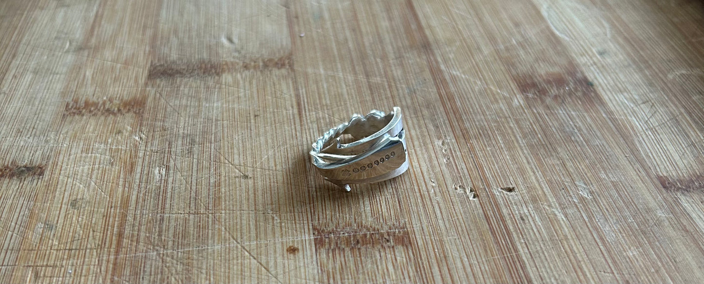 Pickle fork silver plated ring