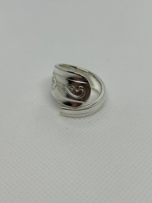 Floral Swirl Stripe Spoon Ring