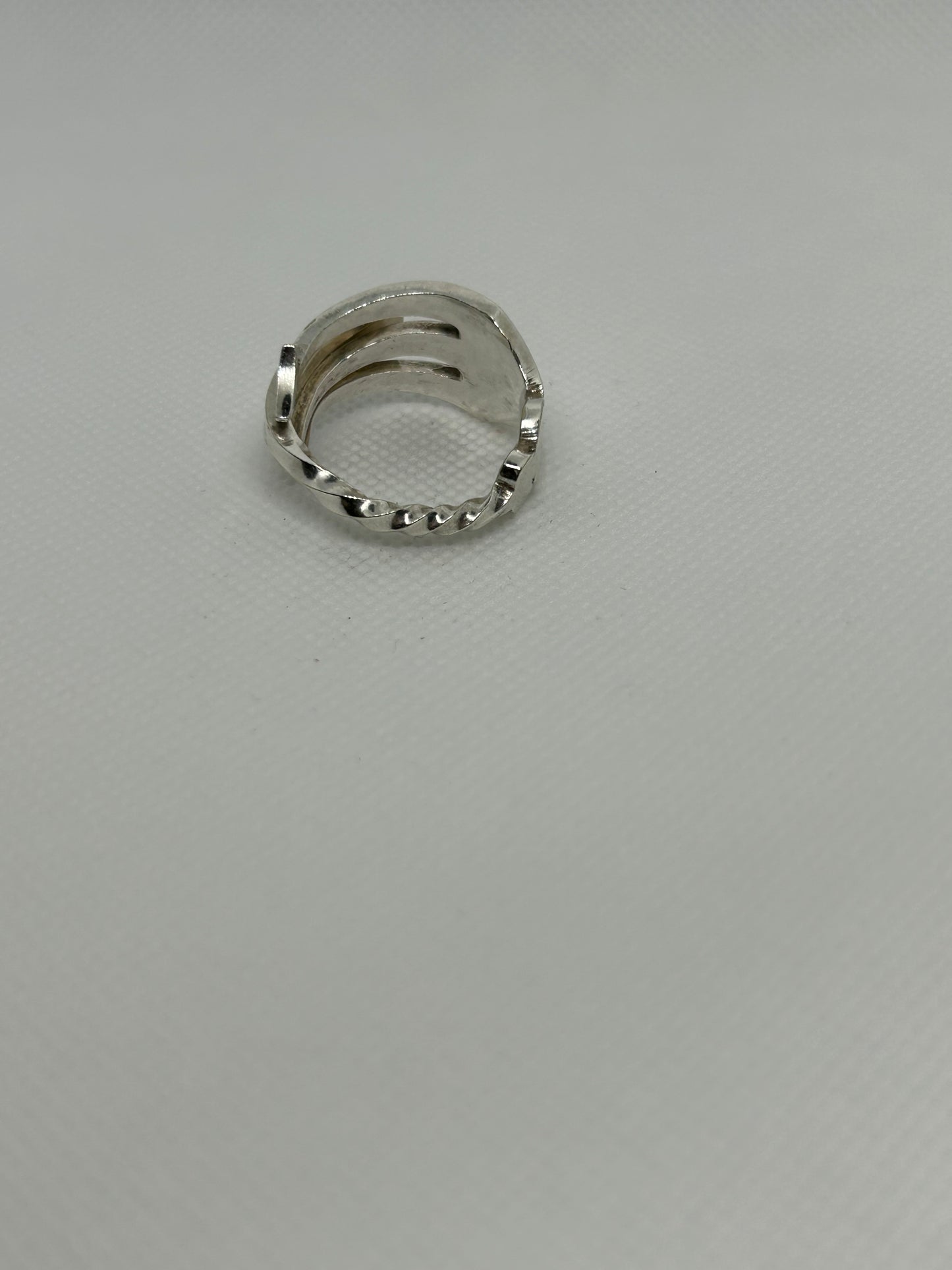 Pickle fork silver plated ring