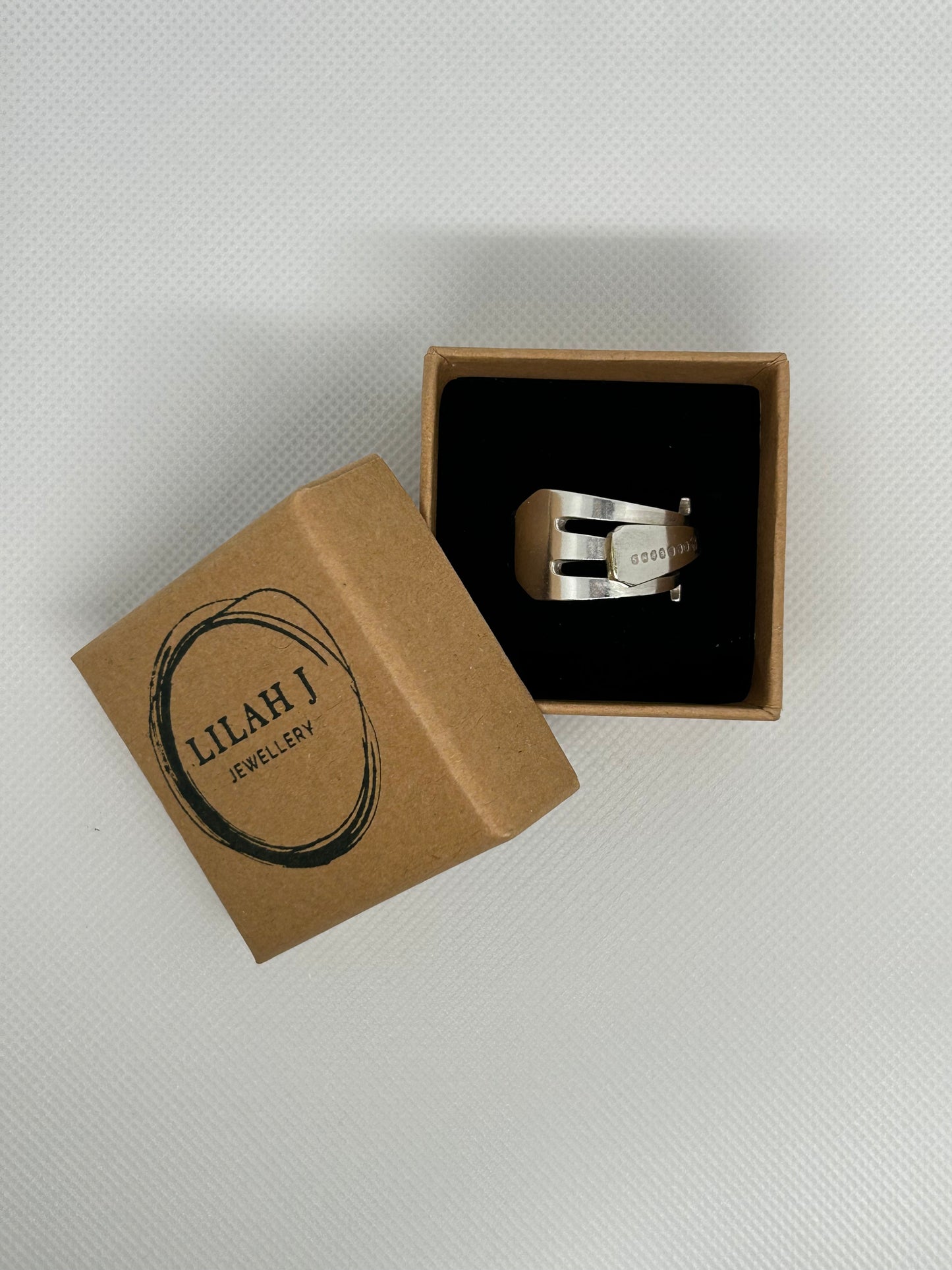 Pickle fork silver plated ring